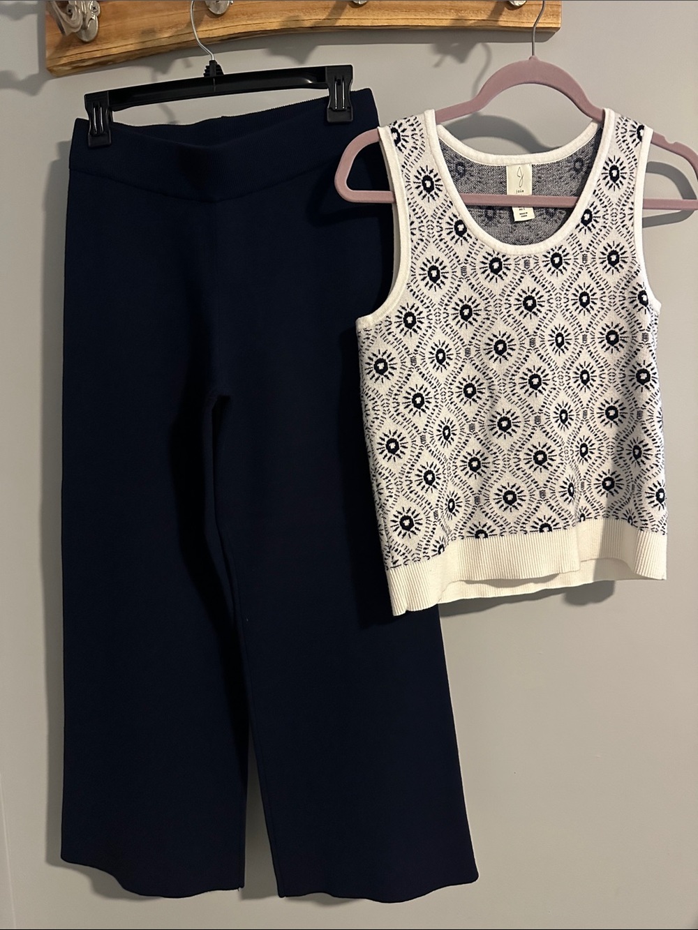 Joie Navy Wide-Leg Knit Pant Set